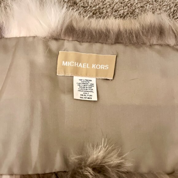 Michael Kors Faux Fur Scarf in Brown and Cream - Picture 3 of 3